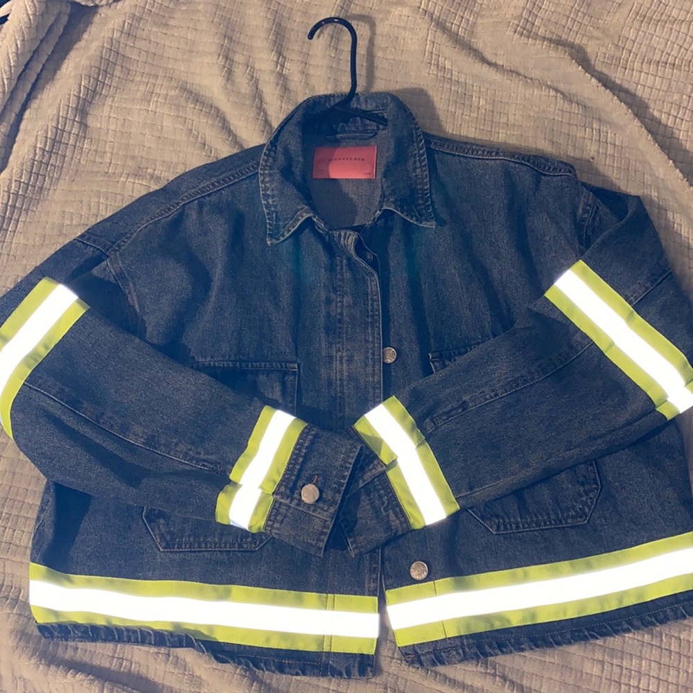 Reflective crop Jean jacket